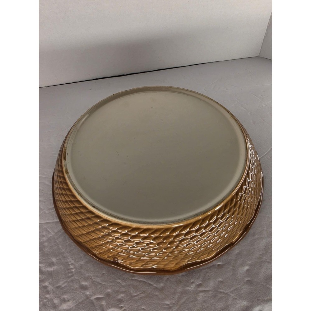 Pecan Pie Recipe Ceramic Pie Plate 10" Brown Scalloped Rim Baking Dish - Picture 5 of 5